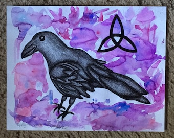 Raven Drawing, Viking Triquetra Art