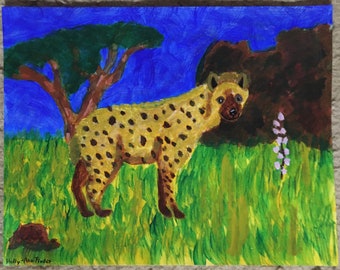 Hyena Painting, African Animal Tree Art