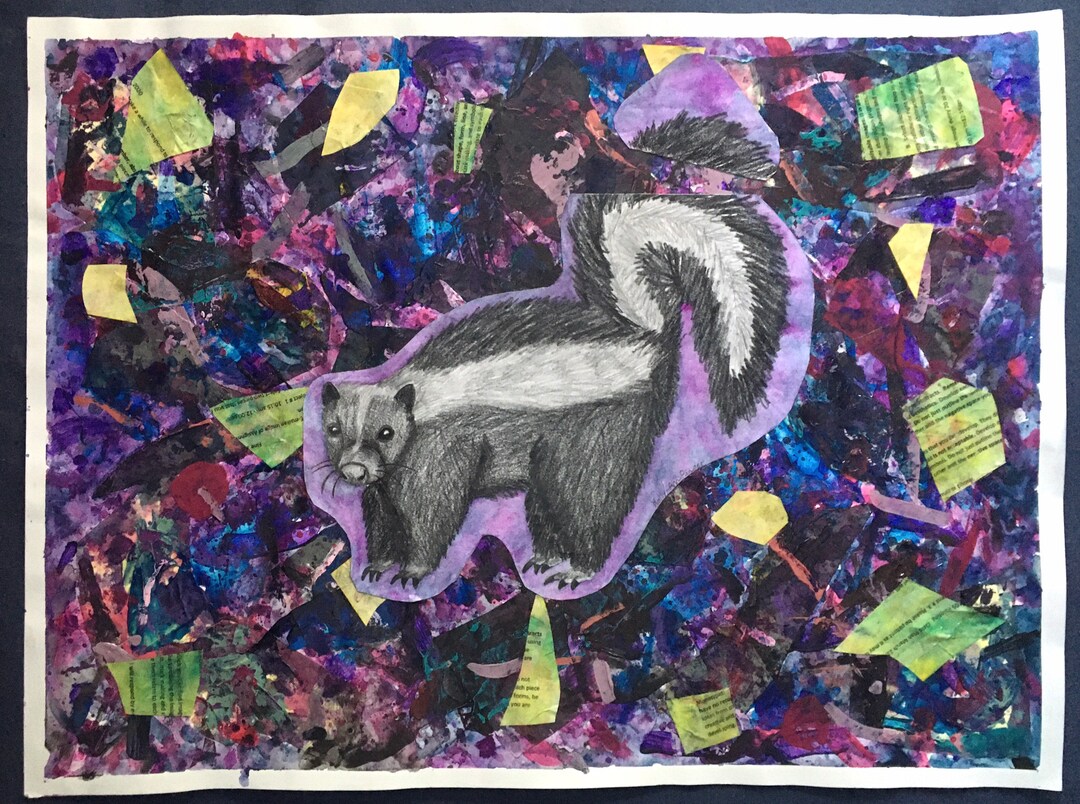 Skunk Drawing, Purple Abstract Painting - Etsy