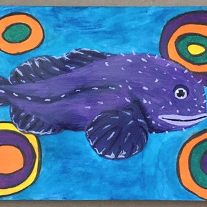 Blobfish Painting, Abstract Circle Art