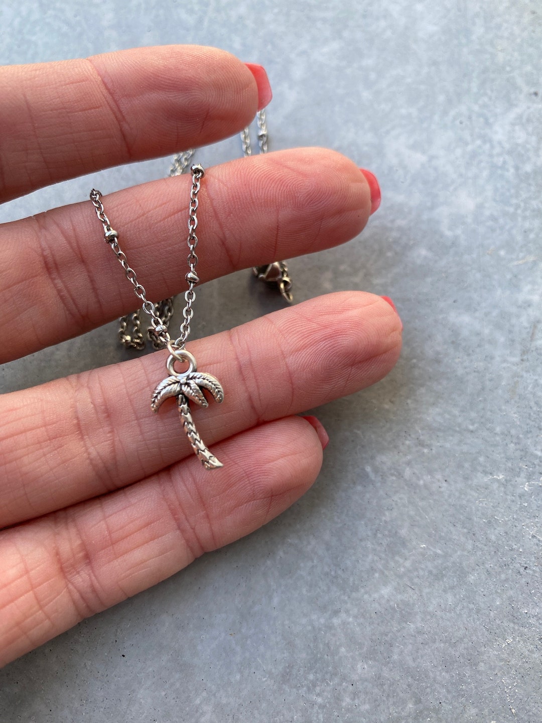 Palm Tree Pendant Silver Necklace, Nature Jewelry, Tree Pendant, Palm