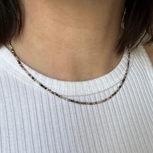 Edelstein Halskette Choker Perlen Pearl, braun, rosa Tourmaline, Stein Present, Gem, Perlenkette, spiritueller Schmuck Gift Boho