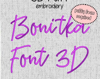 3D Puff Foam FONT Machine Embroidery Design 6 sizes (2"-5") Alphabet Monogram Handwritten Letters Script Instant Download - Digital Files