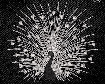Peacock Machine Embroidery Design 5 sizes (3&quot;-7&quot;) Line art Embroidery, Animal Embroidery, Bird Embroidery - Digital Files - Instand Download