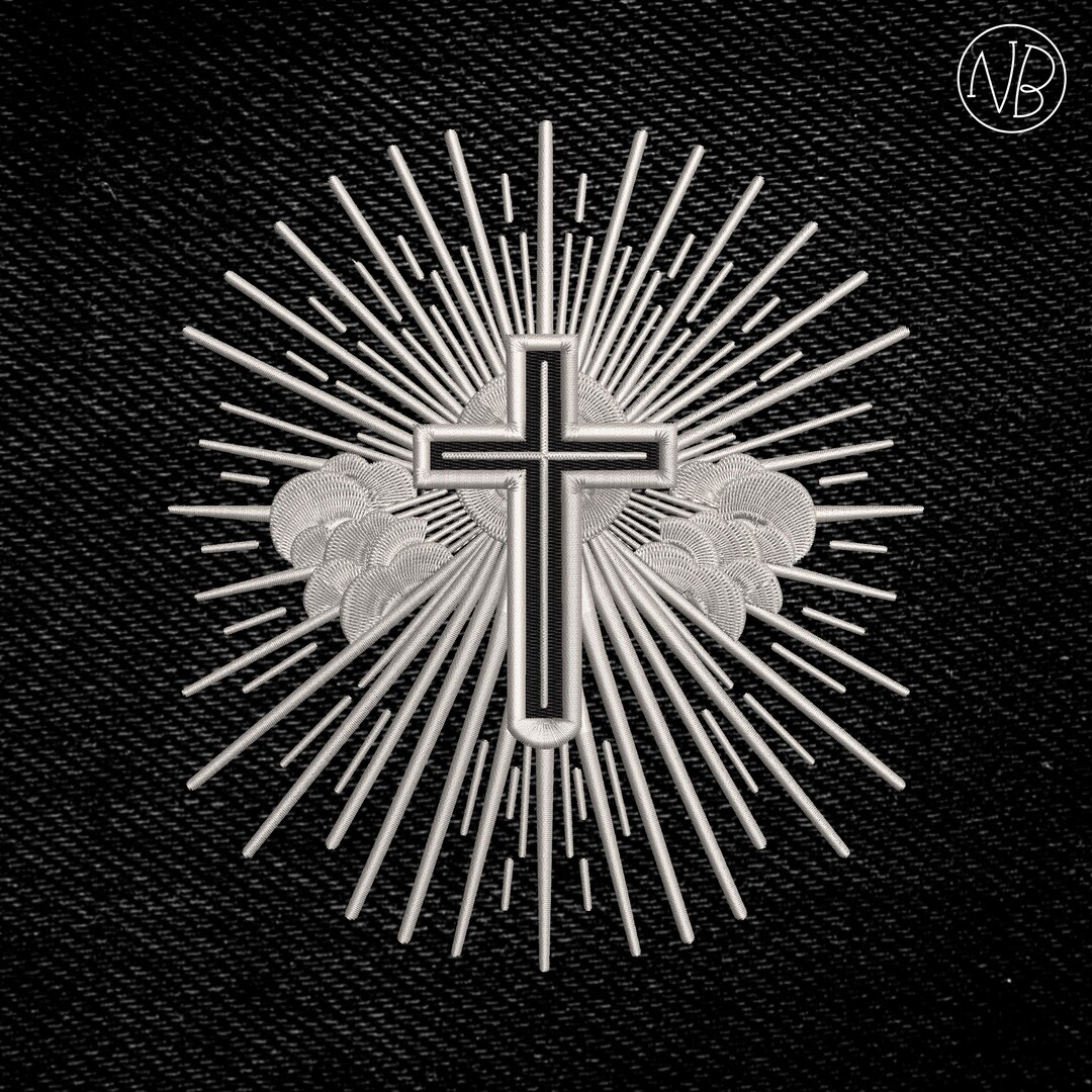 Cross With Rays of Light in the Clouds Machine Embroidery Design 4