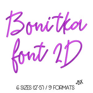 Fonte Bonitka 2D para bordado à máquina 6 tamanhos (2"-5") + formato BX, alfabeto monograma letras manuscritas script - Download instantâneo