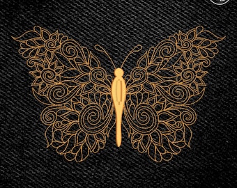 花と蝶の刺繍アート 花と蝶の刺繍デザイン：線画（すぐにダウンロード） - Etsy 日本