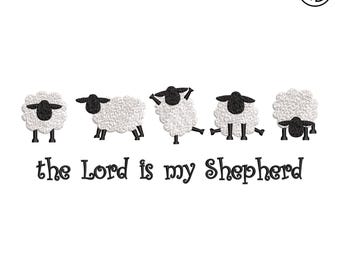 The Lord is My Shepherd Machine Embroidery Design, Psalm embroidery designs, Sheep embroidery files, Christian embroidery designs