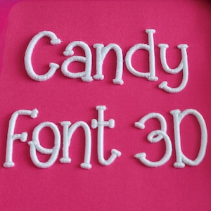 Candy Font 3D puff Machine Embroidery 7 sizes (1.5&quot;-5&quot;) + BX format, Alphabet Monogram Handwritten Letters Script - Instant Download