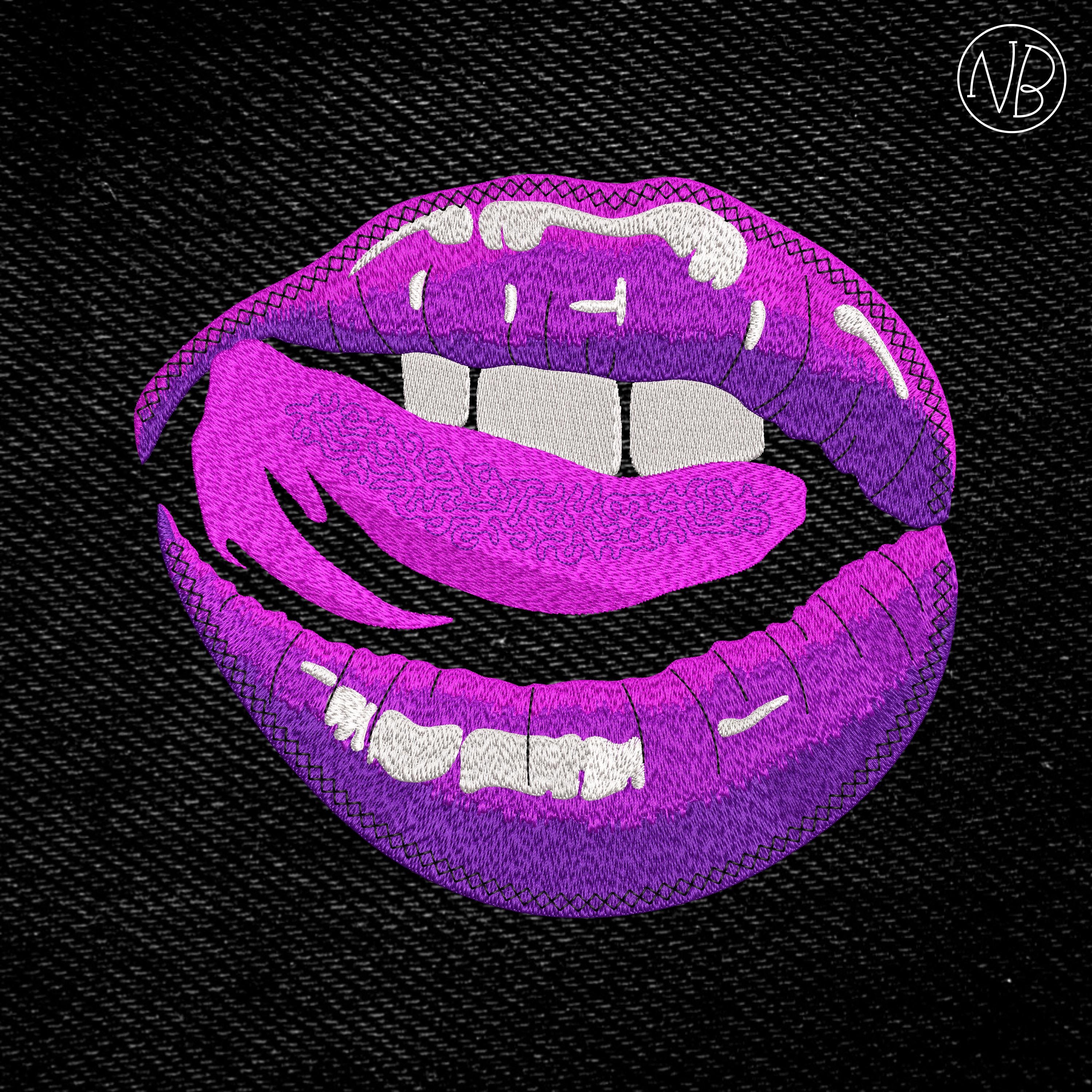 Lips with Tongue Embroidery Pattern 6 sizes (3"-8")  SEXY embroidery - Instant Download - Digital Machine Embroidery Design