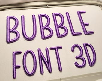 Bubble Font 3D Puff for Machine Embroidery 5 sizes (1-4in) + BX format