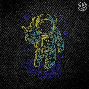 Astronaut Embroidery Design 4 sizes (5&quot;-8&quot;) Space Embroidery design - Instant Download - Digital Machine Embroidery Pattern