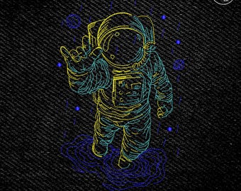 Astronaut Embroidery Design 4 sizes (5&quot;-8&quot;) Space Embroidery design - Instant Download - Digital Machine Embroidery Pattern