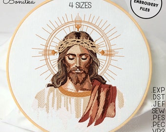 Jesus Face Machine Embroidery Design, Jesus Halo Embroidery, Jesus Realistic, God Faith Christian Bible Holy Spirit Christmas Easter