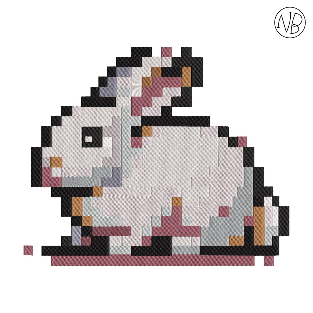 Pixlated Rabbit Pixelated Easter Bunny Embroidery Design 8 Sizes (3