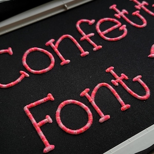 Confetti Font 3D puff Machine Embroidery 4 sizes (2&quot;-5&quot;) + BX format, Alphabet Monogram Handwritten Letters Script - Instant Download
