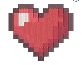 Pixelated Heart Embroidery Design 6 sizes (1&quot;-6&quot;) Love Valentine&#39;s day - Instant Download - Digital Machine Embroidery Pattern
