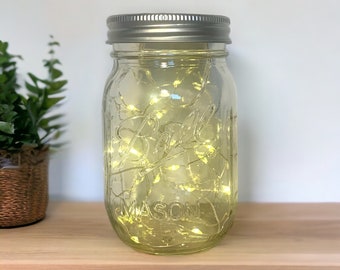 Fairy Light Mason Jars, Rustic Wedding Decor, Outdoor Wedding Decorations, Porch and Patio Decor