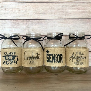 2024 Graduation Centerpieces Class of 2024 Grad Party Decor Graduation Decor Burlap Mason Jar Sleeves, Jars are not included