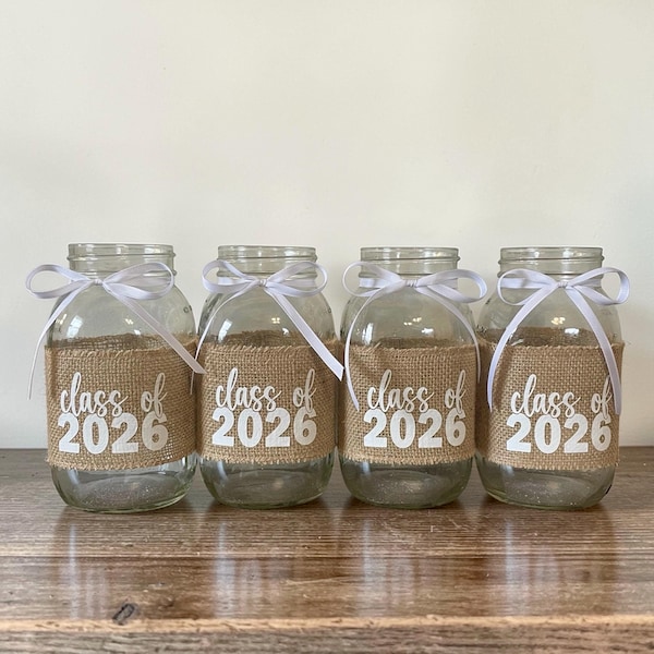 Class of 2026 Graduation Party Table Centerpieces 2026 Grad Party Decor Graduation Decor Rustic Mason Jar Sleeves, Jars not included