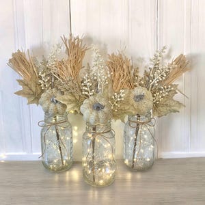 Fall Decor Thanksgiving Table Centerpiece for Fall Wedding Decor Pumpkin Fall Decor Lighted Fall Party Decorations Pumpkin Mason Jars