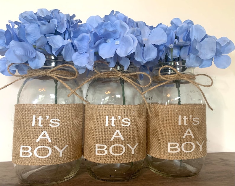 Its a Boy Baby Shower Centerpiece Mason Jar Baby Shower Etsy