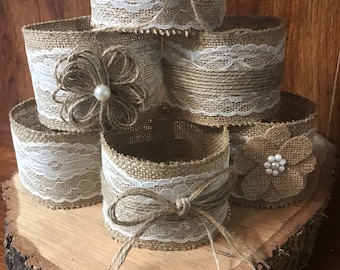 Wedding Burlap Mason Jar Sleeves Rustic Wedding Decorations Wedding Centerpiece Bridal Shower Decor, Jars are Not Included