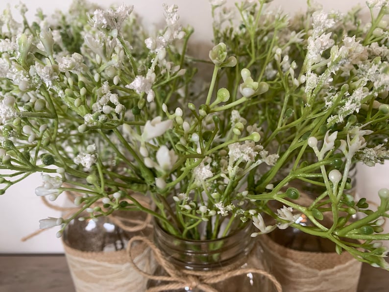 Babys Breath Mason Jar Centerpiece Rustic Decor for Wedding Etsy