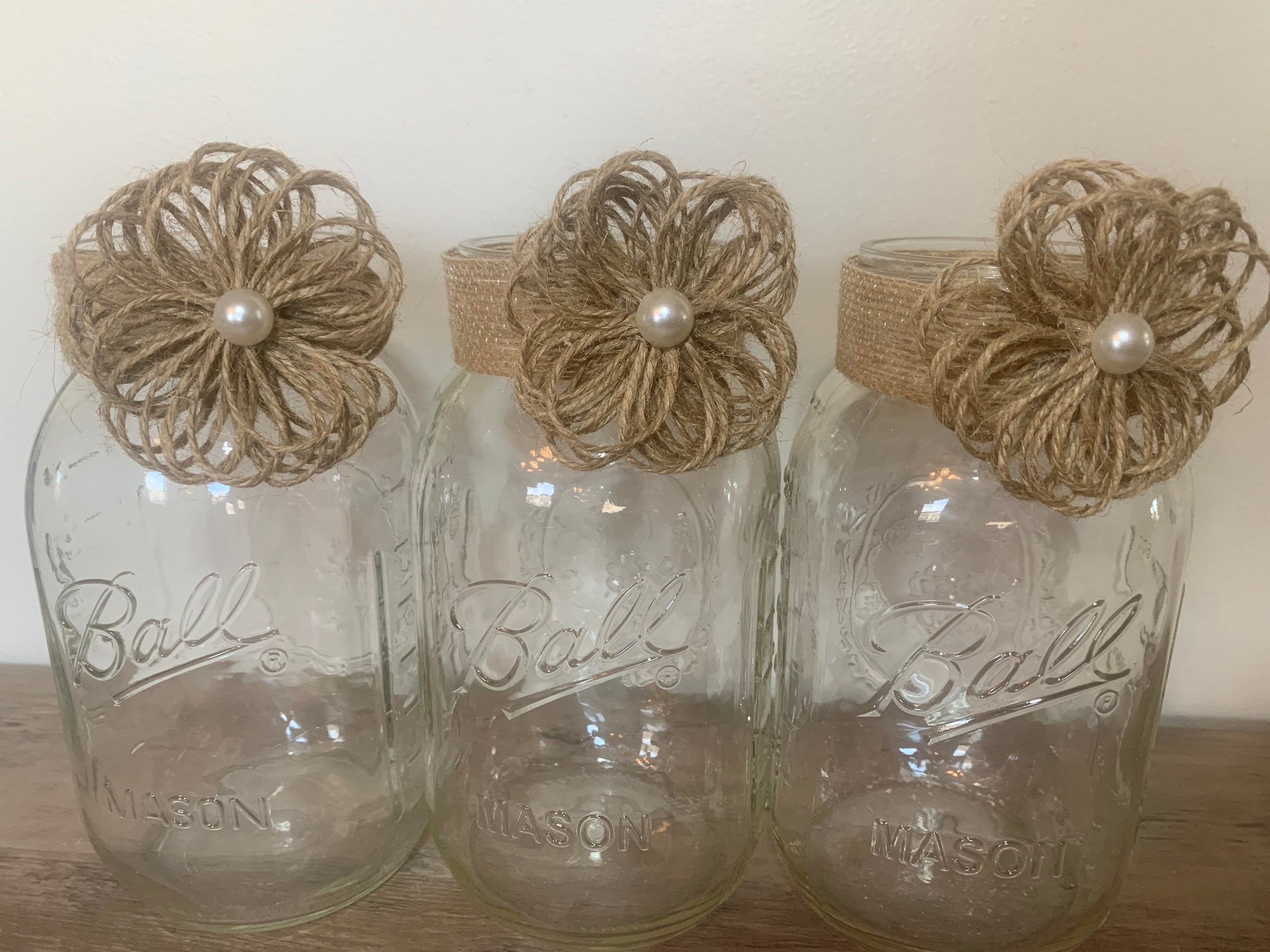 Farmhouse Wedding Decor Burlap Mason Jar Neck Wraps Boho Bridal Shower Centerpieces