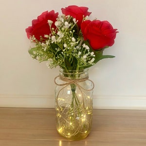 Lighted Mason Jar Centerpieces Red Wedding Centerpieces for Wedding Table Decor for Event Anniversary Party Decorations Birthday Party Decor