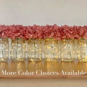 Wedding Centerpieces Rustic Lighted Mason Jar for Wedding Table Decor Dusty Rose Bridal Shower Decorations Party Event Centerpieces Set of 6