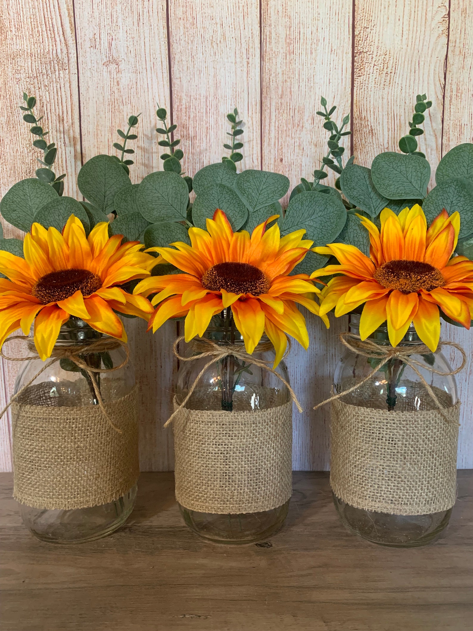 Sunflower Mason Jar Centerpiece Fall Wedding Decor, Sunflower Bridal