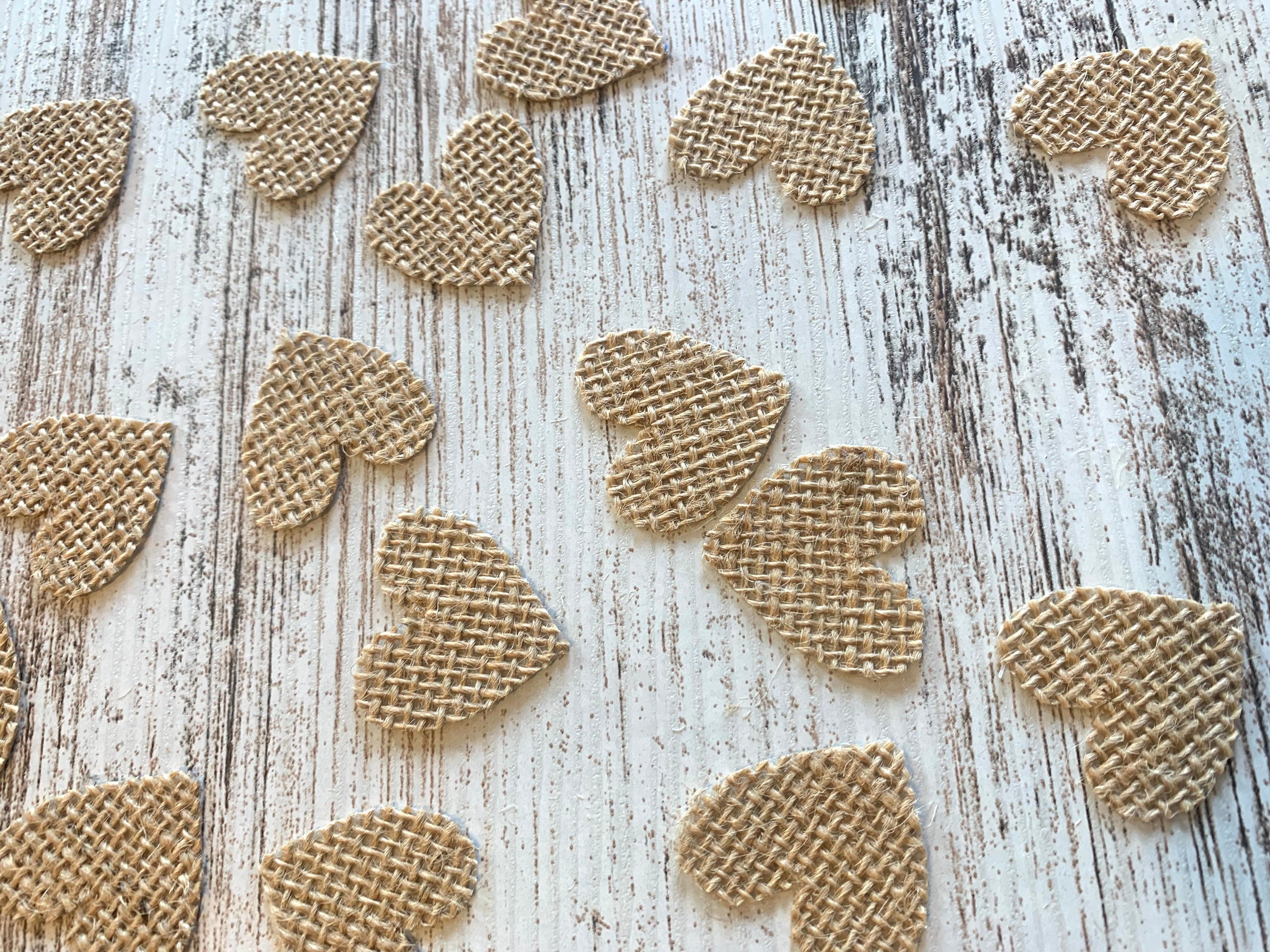 Burlap Heart Confetti Rustic Wedding Decorations Rustic Bridal Shower Decor Small Burlap Hearts