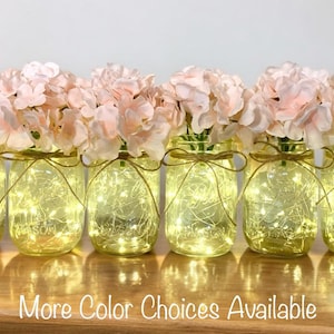 Set of 6 Lighted Mason Jar Wedding Centerpieces for Outdoor Wedding Table Decor for Bridal Shower Decor for Event Centerpieces Party Decor