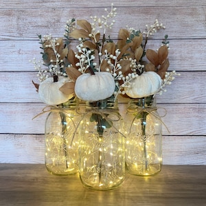 Fall Mason Jar Centerpiece Thanksgiving Table  Centerpiece Fall Wedding Farmhouse Home Decor, Rustic Home Decor