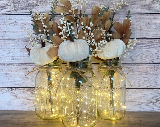 Fall Mason Jar Centerpiece Thanksgiving Table Centerpiece Fall Wedding Farmhouse Home Decor