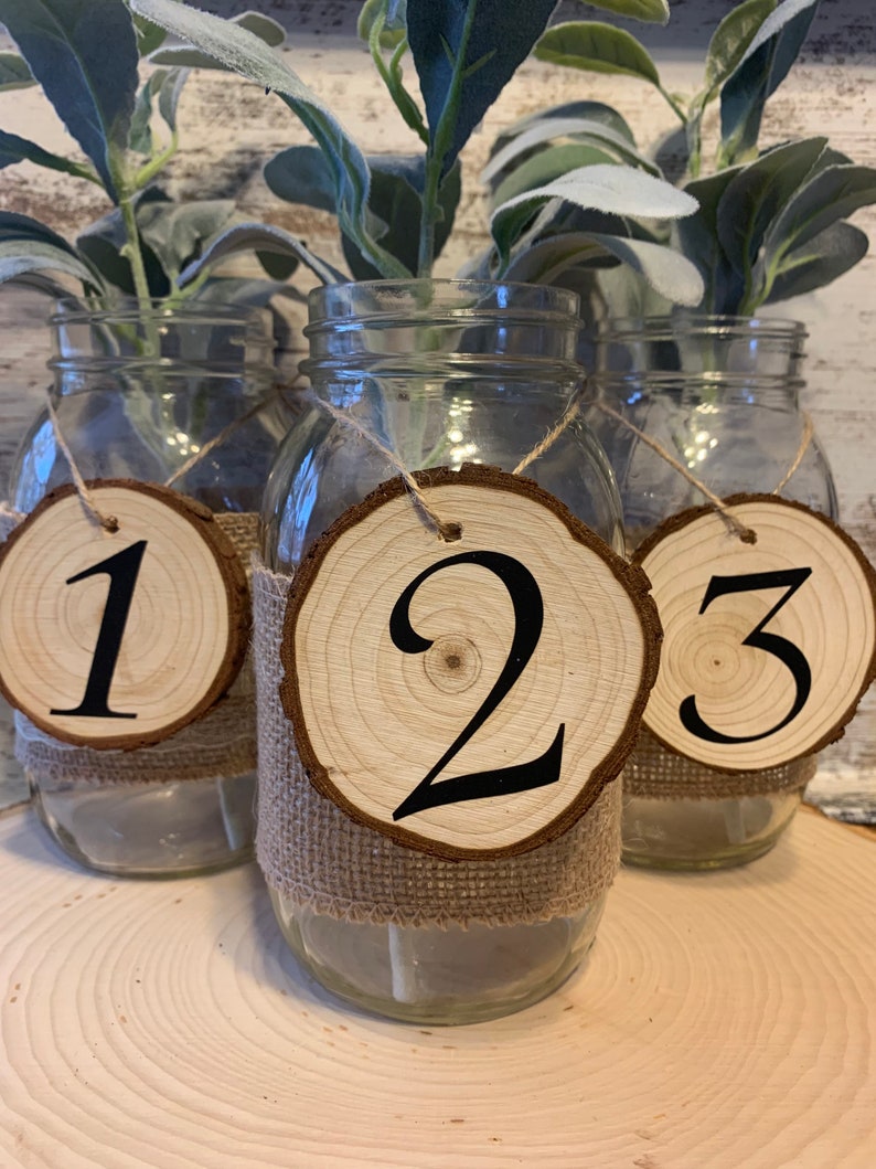 Rustic Wedding Reception Table Numbers Hanging Wood Slice Etsy