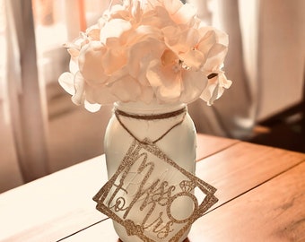 Wedding Shower Centerpieces for Bridal Shower Decor Miss to Mrs Mason Jar Tags, Bridal Shower Centerpiece Set of 8