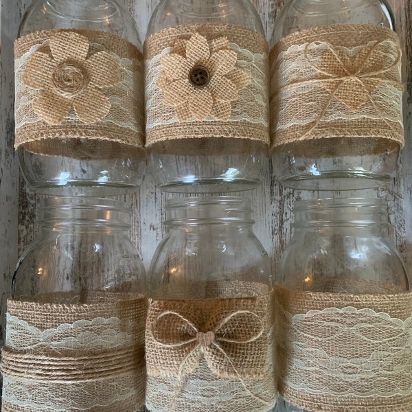 Bridal Shower Centerpieces Rustic Burlap Mason Jar Sleeves Decor for Bridal Shower, Jars are not included