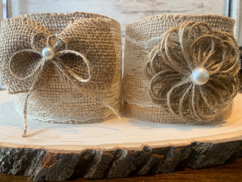 Wedding Burlap Mason Jar Sleeves Rustic Wedding Decorations Wedding Centerpiece Bridal Shower Decor, Jars are Not Included image 7