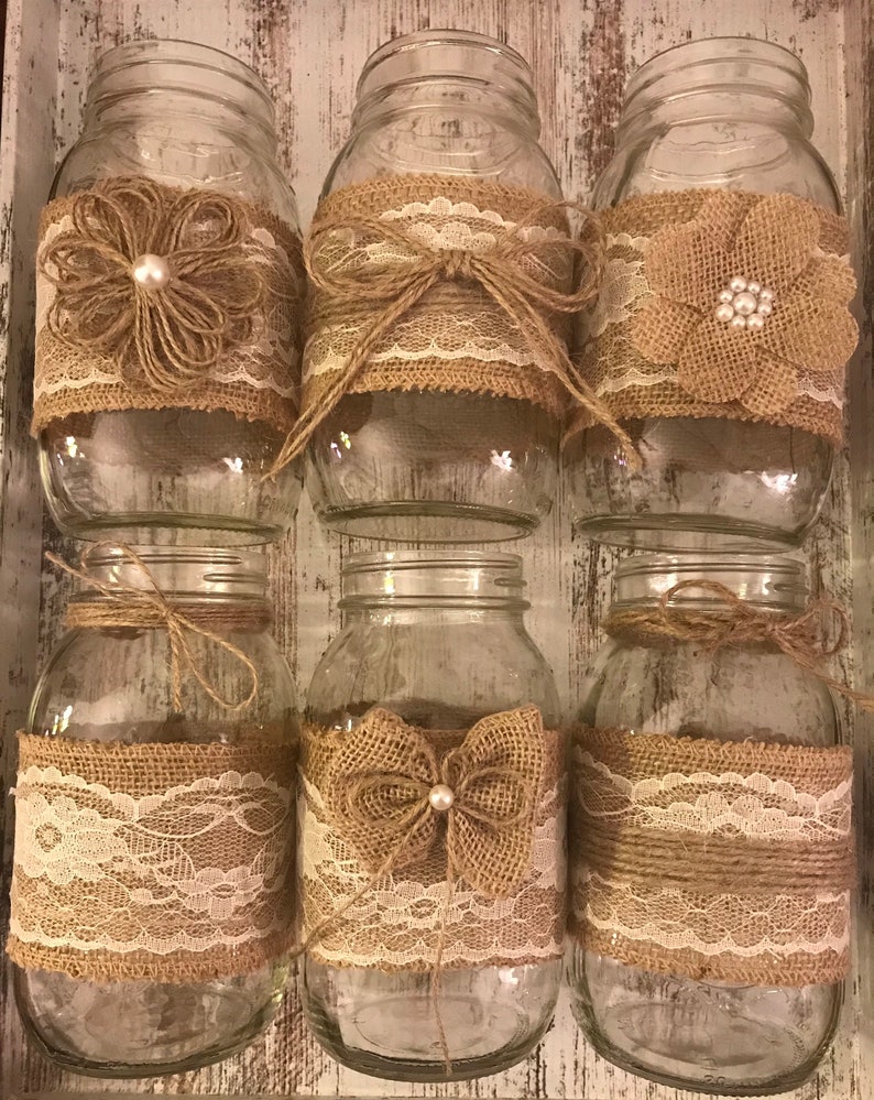 Wedding Burlap Mason Jar Sleeves Rustic Wedding Decorations Wedding Centerpiece Bridal Shower Decor, Jars are Not Included image 8