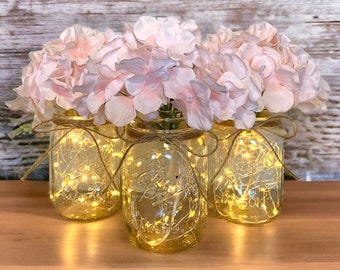 Wedding Centerpiece Fairy Light Table Wedding Decor Baby Shower Table Decorations, Party Table Decor Lighted Mason Jars