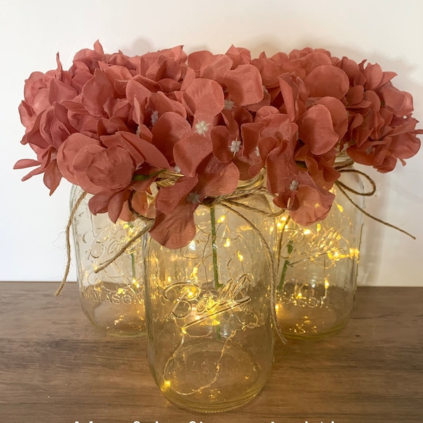 Lighted Wedding Table Centerpiece Mason Jar Wedding Centerpieces, Bridal Shower Centerpiece, Baby Shower Decor