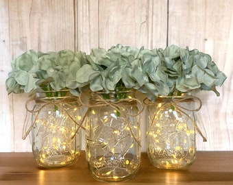 Sage Wedding Centerpieces Lighted Rustic Wedding Decor Event Centerpiece Farmhouse Table Decor for Party