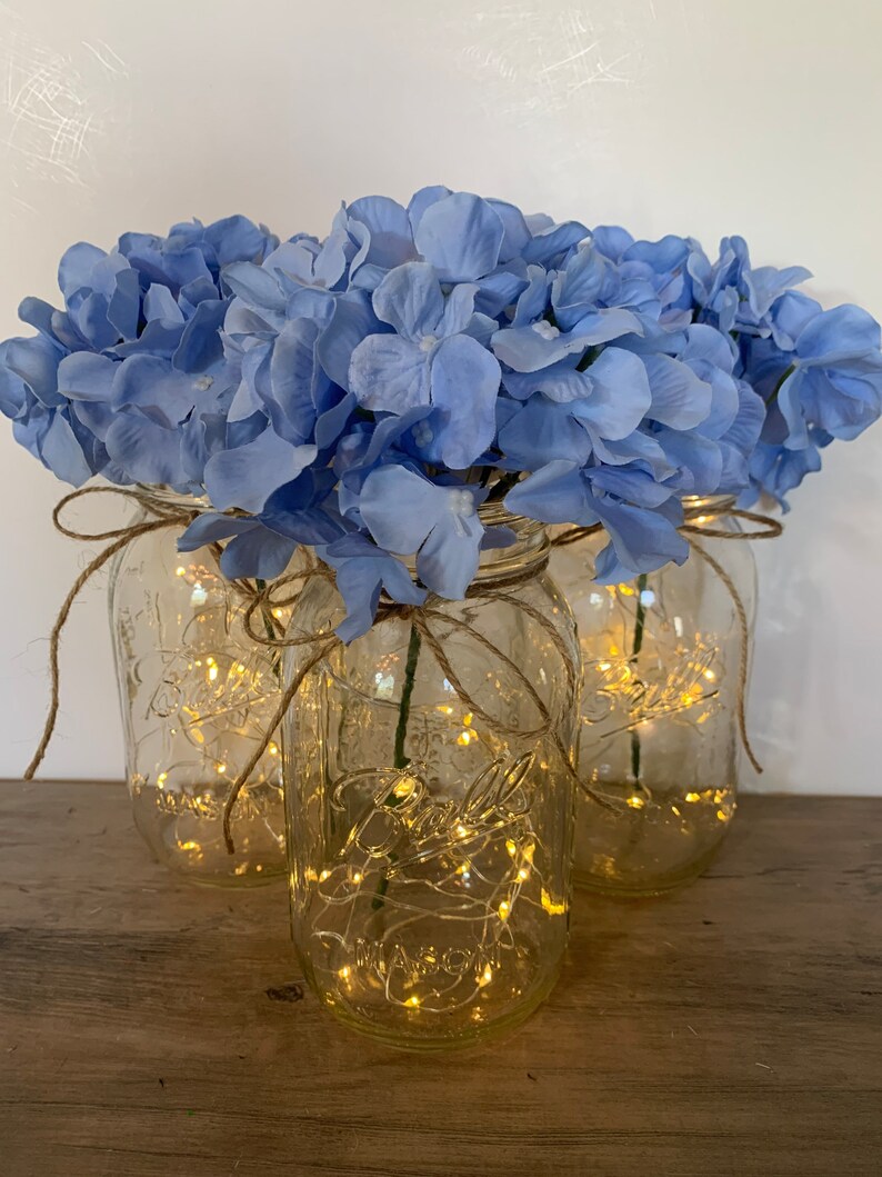 Mason Jar Table Centerpiece Blue Wedding Centerpieces, Boy Baby Shower