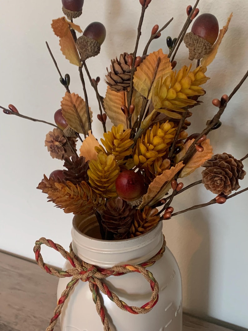 Pièce maîtresse d'automne Décoration de table pour Thanksgiving Décoration d'automne pour la maison Décoration d'automne pour table Décorations de feuilles et de glands d'automne Décoration de mariage d'automne image 3