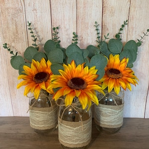 Sunflower Wedding Table Centerpiece Fall Mason Jar Wedding Decor Boho Sunflower Table Centerpiece Rustic Wedding, Farmhouse Decor