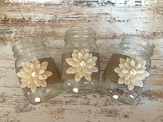 Mason Jar Centerpieces Rustic Wedding Decorations Bridal Etsy