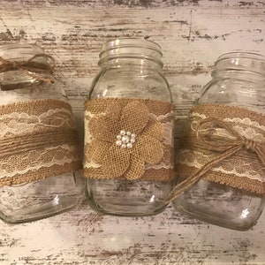 Wedding Burlap Mason Jar Sleeves Rustic Wedding Decorations Wedding Centerpiece Bridal Shower Decor, Jars are Not Included image 4