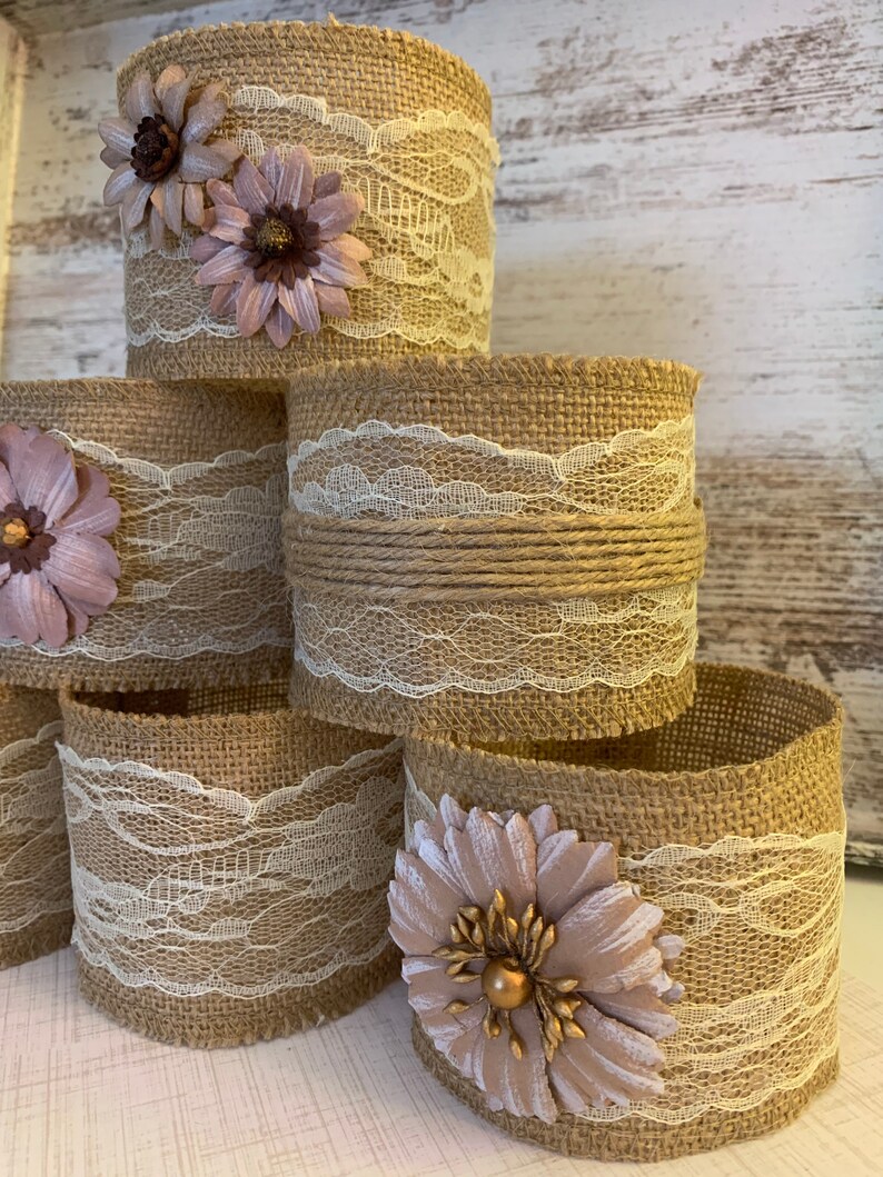 Wedding Centerpiece Mauve Burlap Mason Jar Sleeves Rustic Etsy